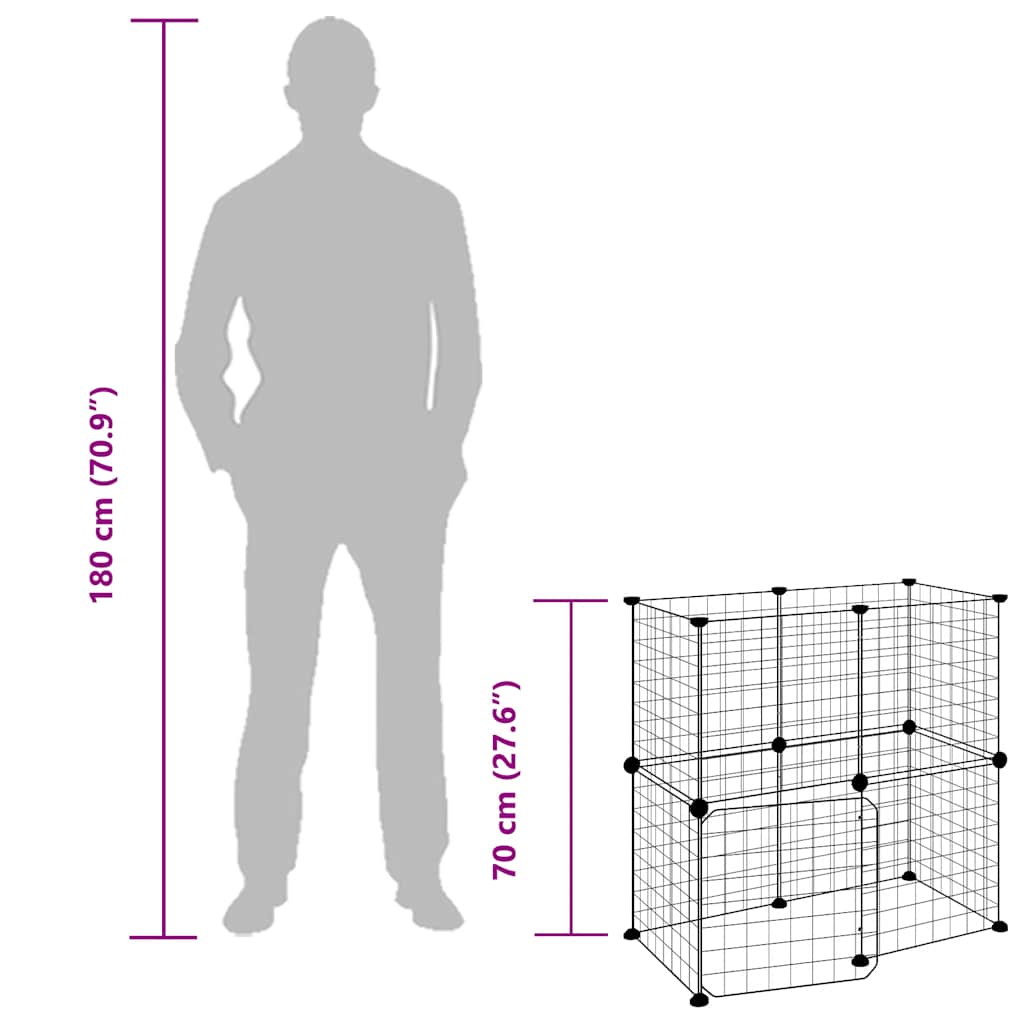 Animal Cage 12 Panels with Black Door 35x35 cm Steel