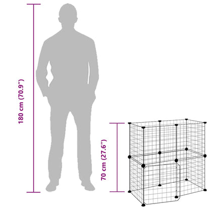 Animal Cage 12 Panels with Black Door 35x35 cm Steel