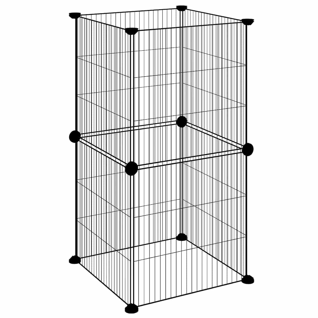 Pet Cage 8 Panels Black 35x35 cm Steel
