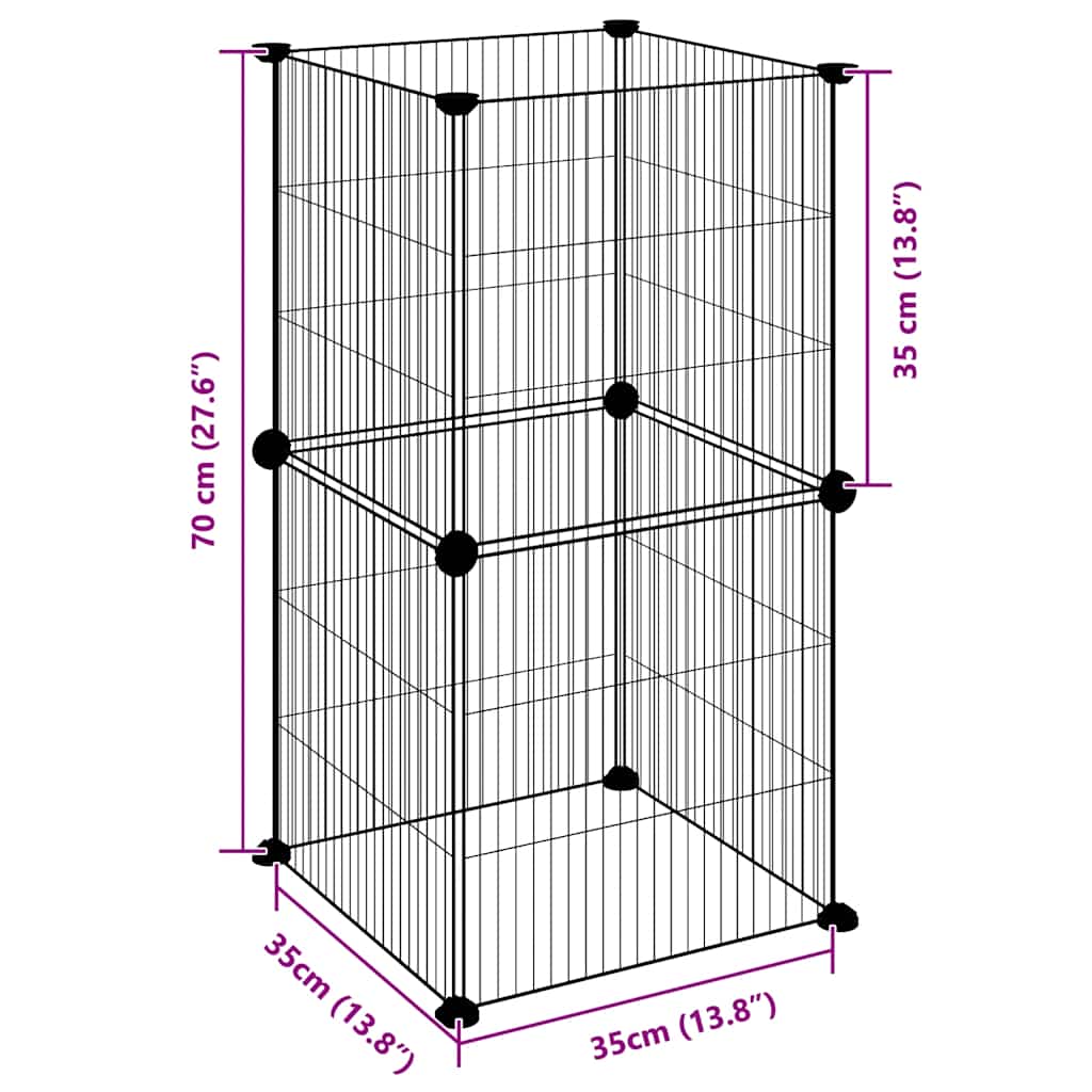 Pet Cage 8 Panels Black 35x35 cm Steel