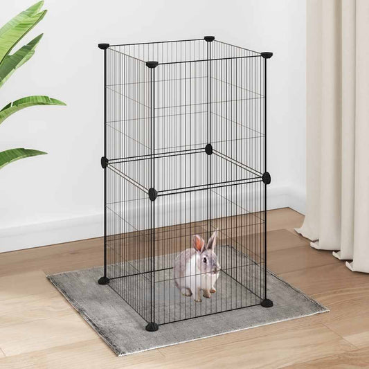 Pet Cage 8 Panels Black 35x35 cm Steel