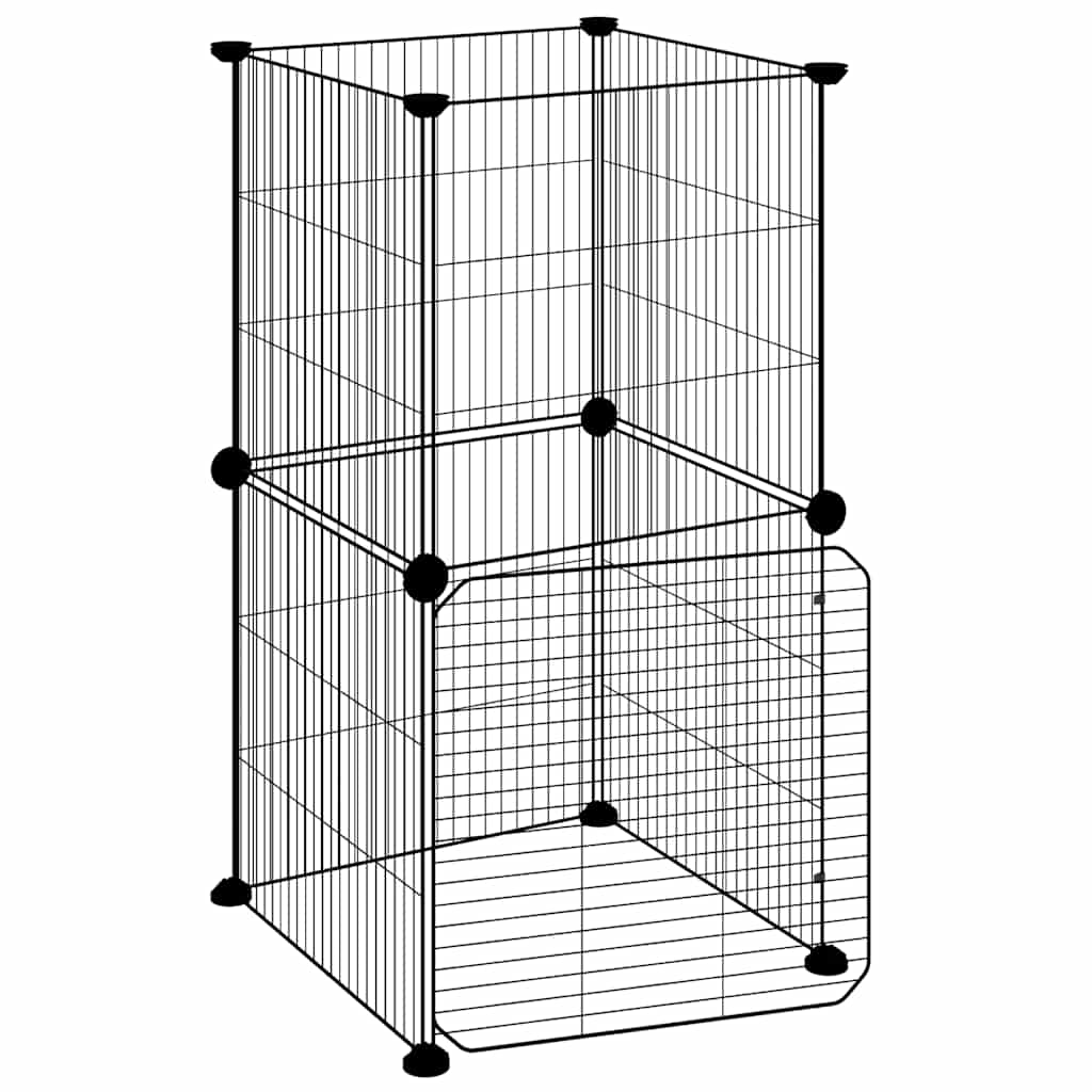 Animal Cage 8 Panels with Black Door 35x35 cm Steel