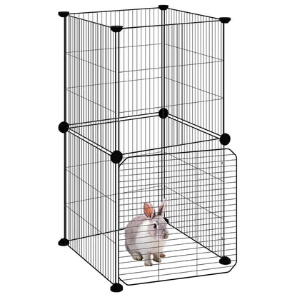 Animal Cage 8 Panels with Black Door 35x35 cm Steel