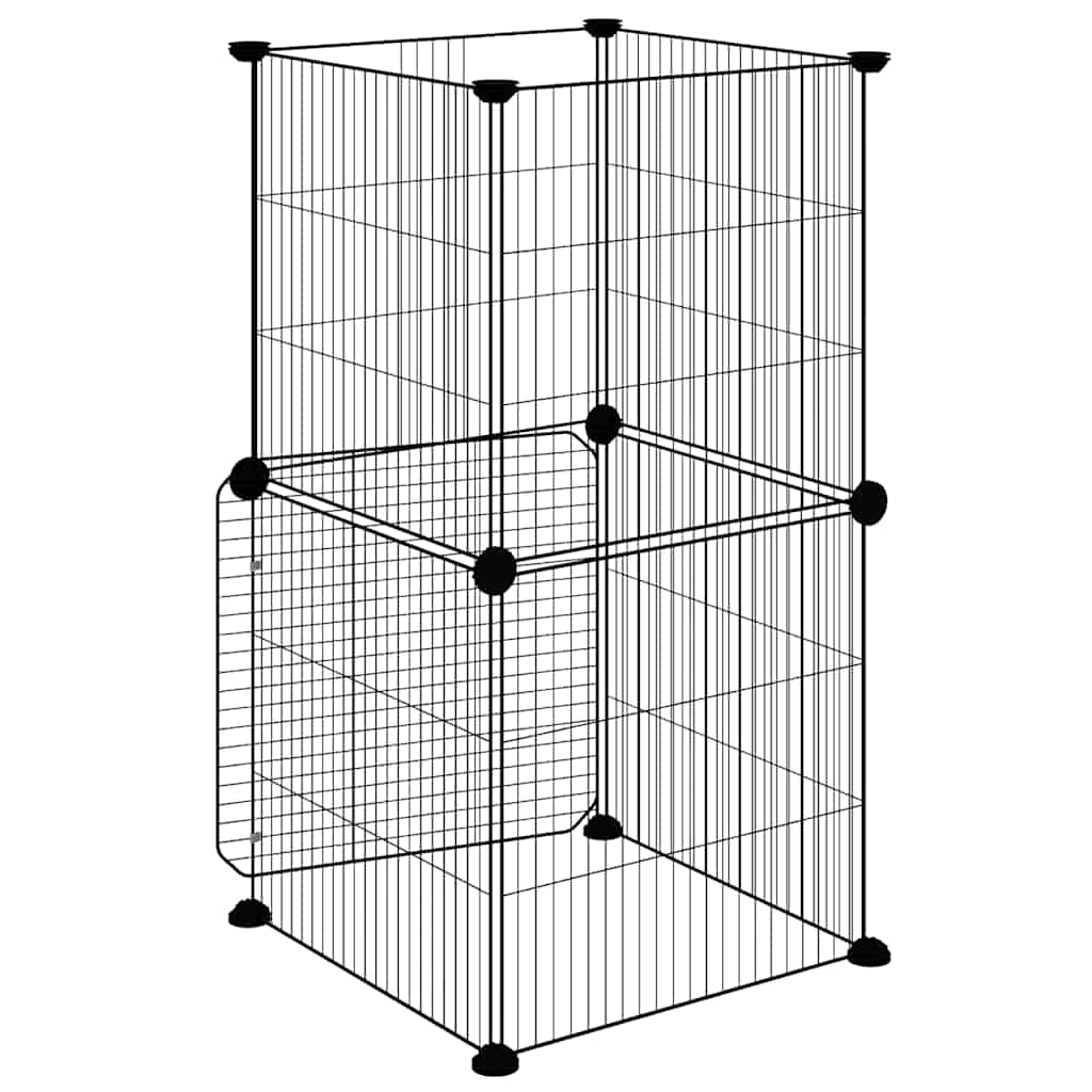 Animal Cage 8 Panels with Black Door 35x35 cm Steel