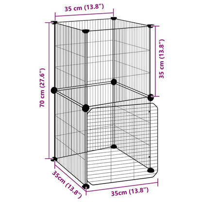Animal Cage 8 Panels with Black Door 35x35 cm Steel