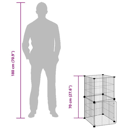 Animal Cage 8 Panels with Black Door 35x35 cm Steel