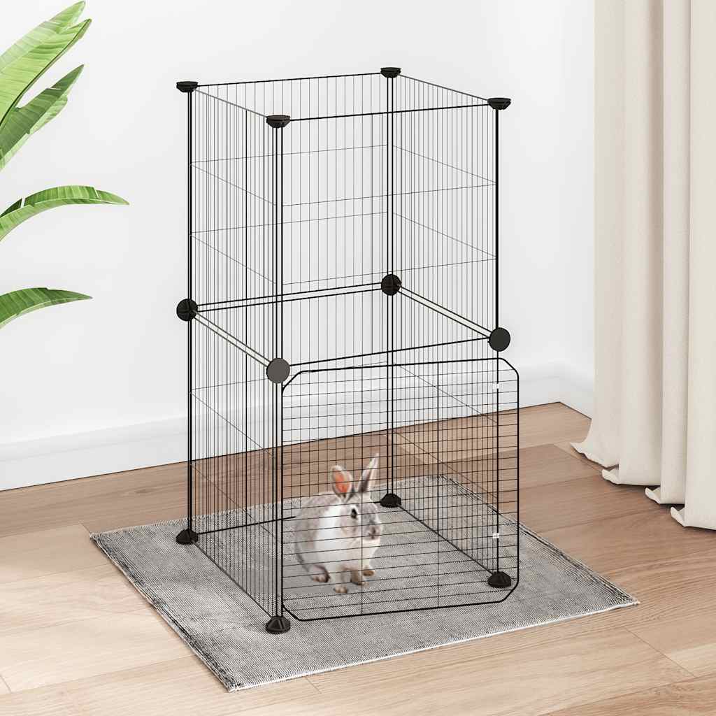 Animal Cage 8 Panels with Black Door 35x35 cm Steel