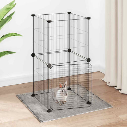 Animal Cage 8 Panels with Black Door 35x35 cm Steel