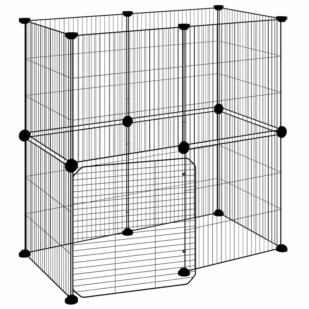 Animal Cage 12 Panels with Black Door 35x35 cm Steel