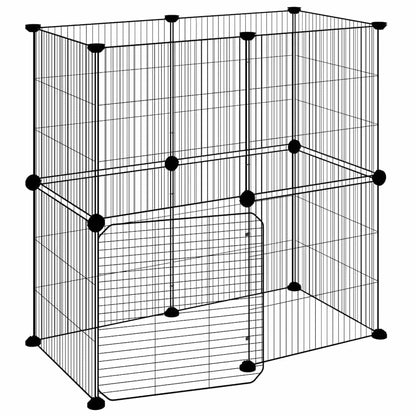 Animal Cage 12 Panels with Black Door 35x35 cm Steel