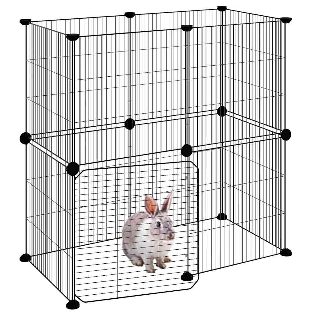 Animal Cage 12 Panels with Black Door 35x35 cm Steel