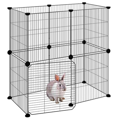 Animal Cage 12 Panels with Black Door 35x35 cm Steel