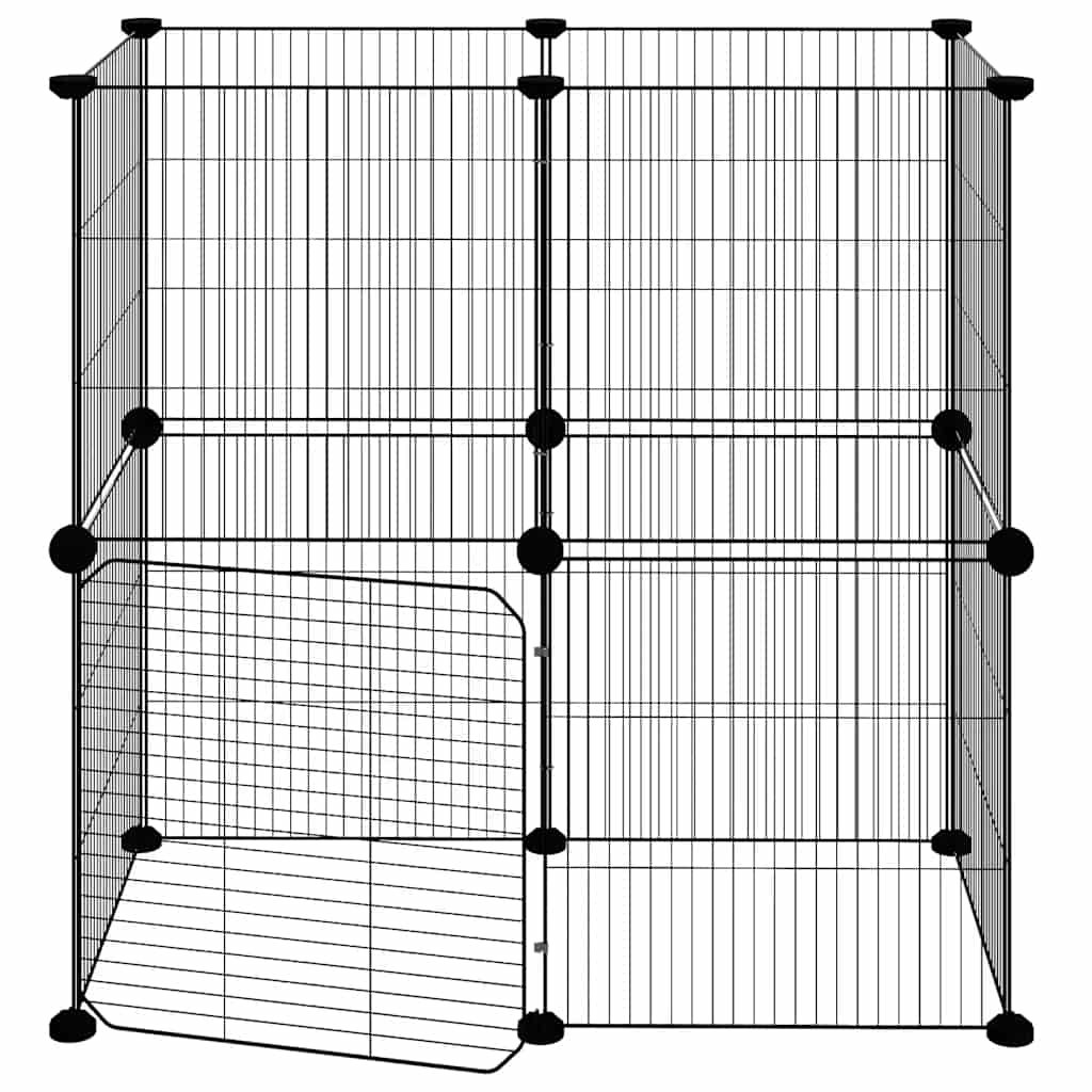 Animal Cage 12 Panels with Black Door 35x35 cm Steel