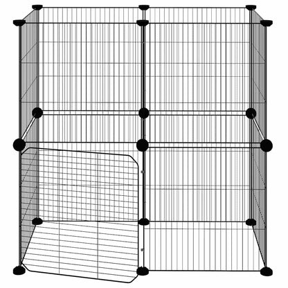 Animal Cage 12 Panels with Black Door 35x35 cm Steel