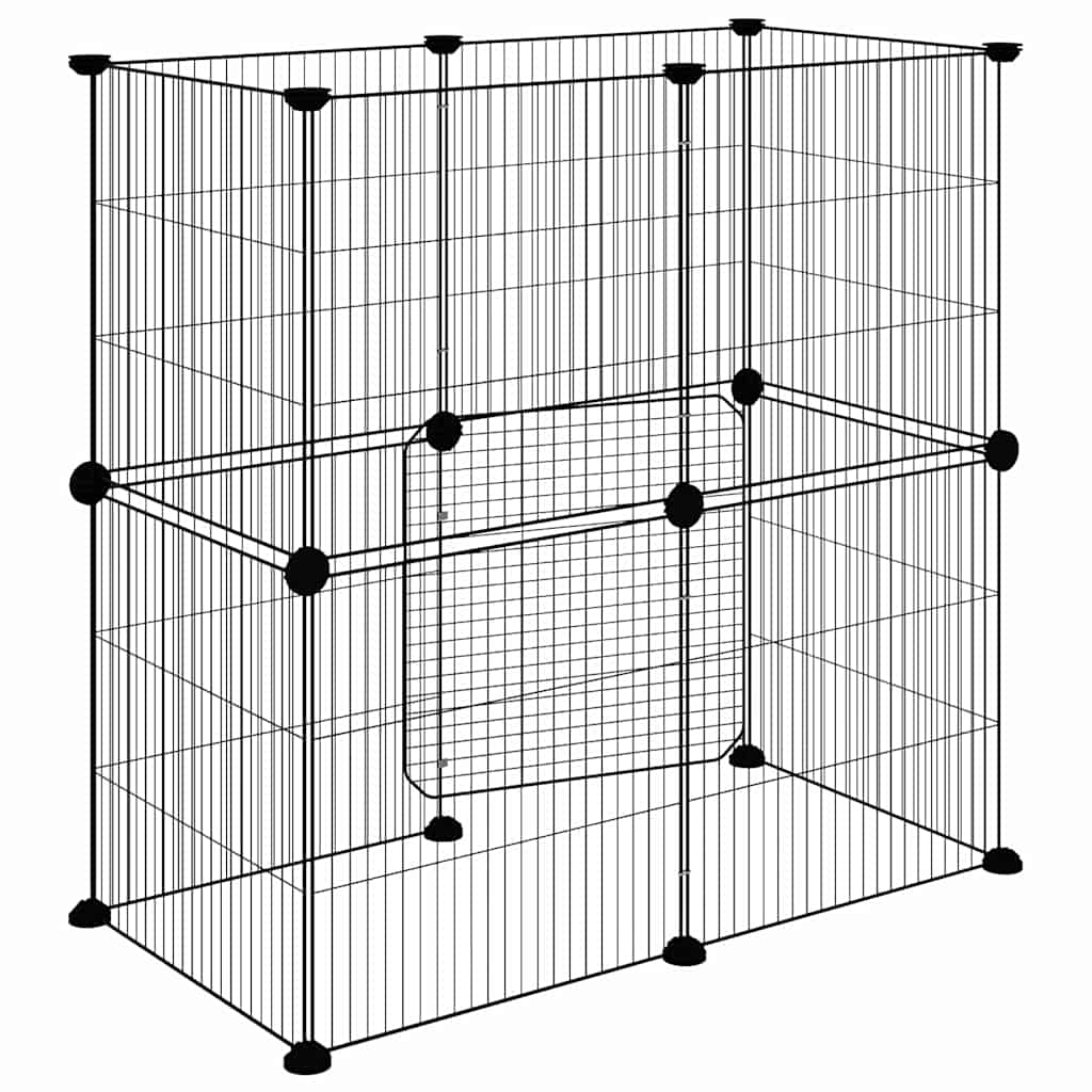 Animal Cage 12 Panels with Black Door 35x35 cm Steel