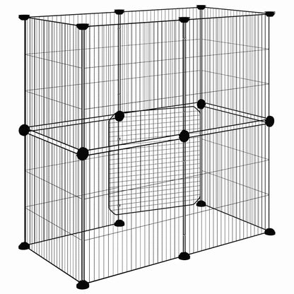 Animal Cage 12 Panels with Black Door 35x35 cm Steel