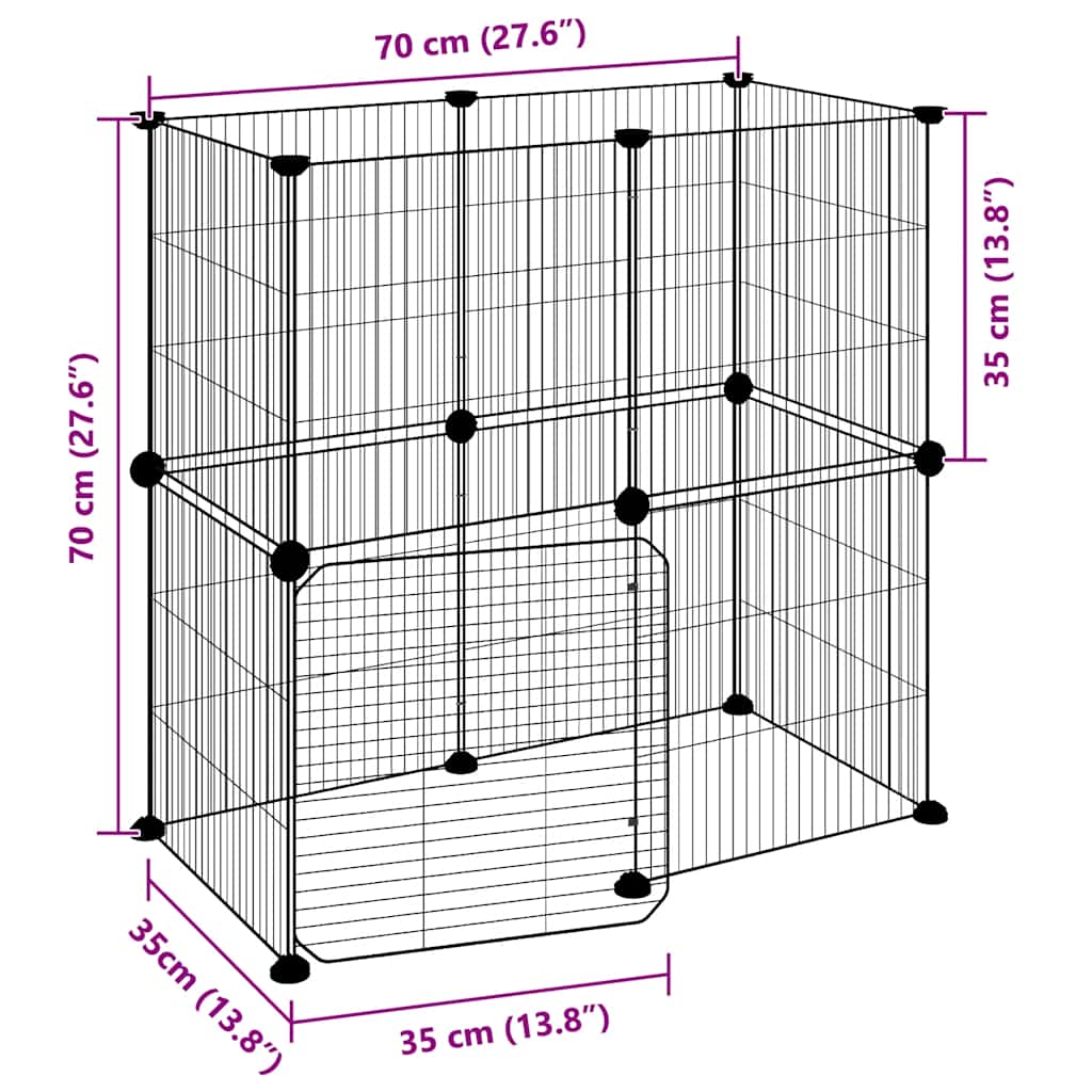Animal Cage 12 Panels with Black Door 35x35 cm Steel