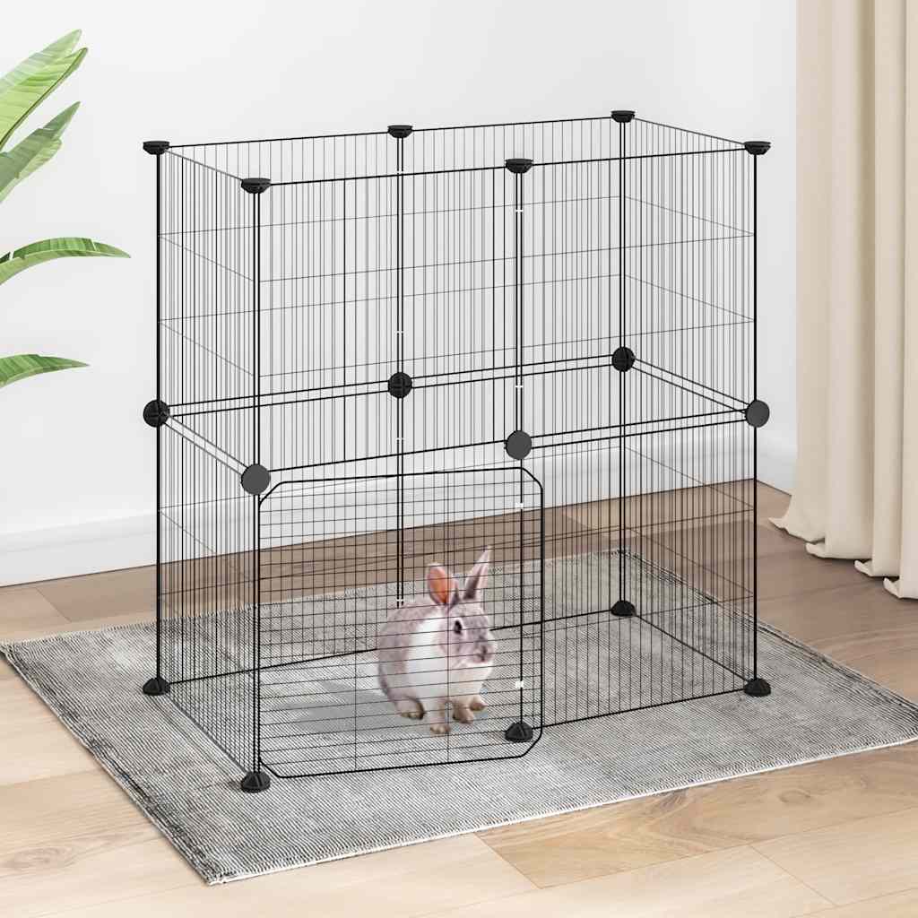 Animal Cage 12 Panels with Black Door 35x35 cm Steel