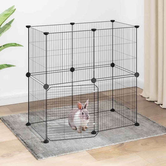Animal Cage 12 Panels with Black Door 35x35 cm Steel