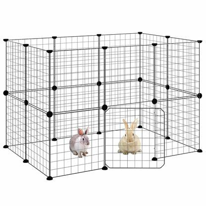 Gabbia per Animali 20 Pannelli con Porta Nera 35x35 cm Acciaio