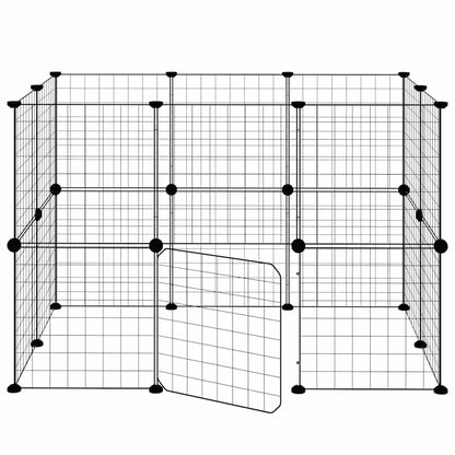 Gabbia per Animali 20 Pannelli con Porta Nera 35x35 cm Acciaio