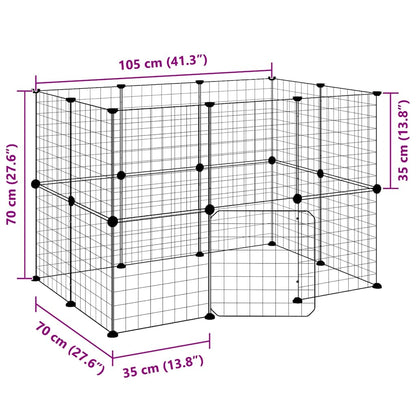 Gabbia per Animali 20 Pannelli con Porta Nera 35x35 cm Acciaio