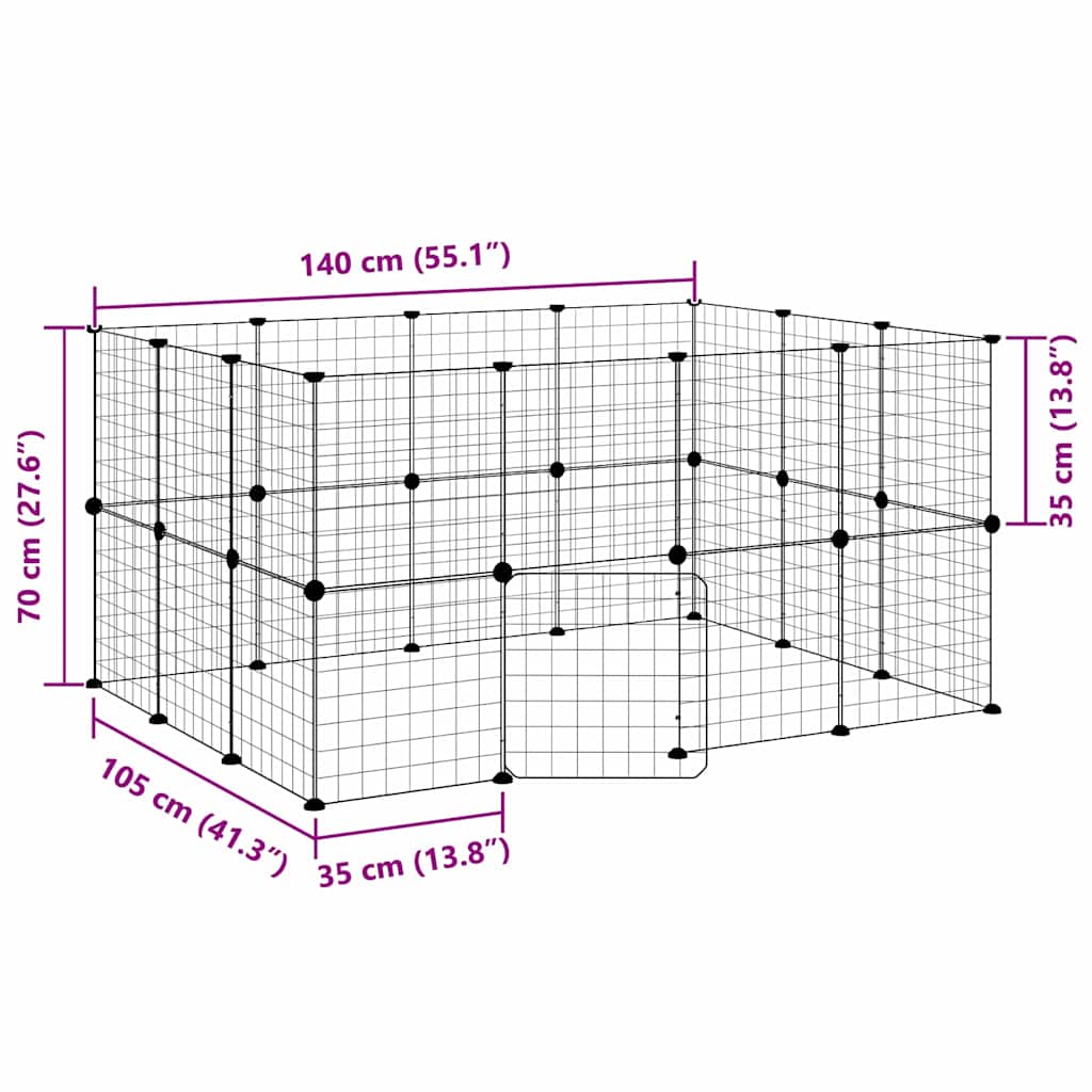 Animal Cage 28 Panels with Black Door 35x35 cm Steel