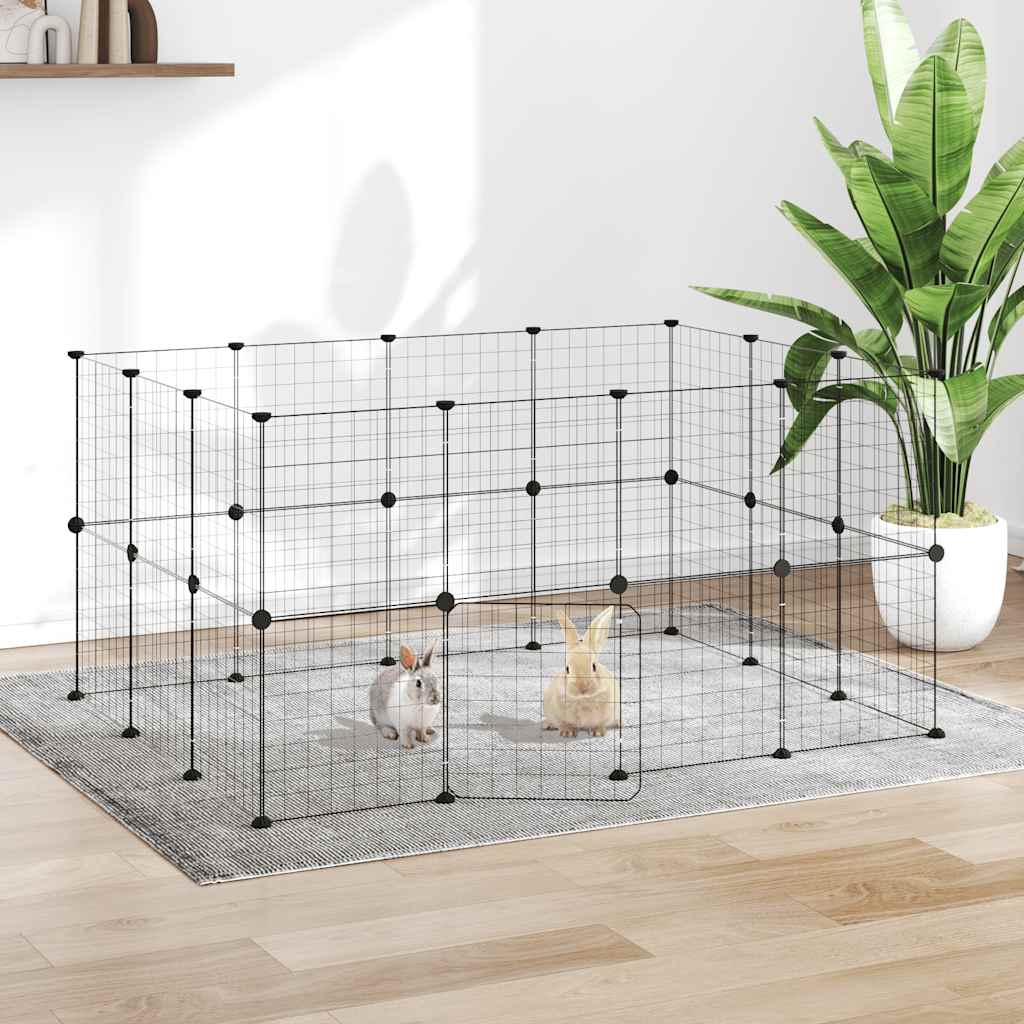 Animal Cage 28 Panels with Black Door 35x35 cm Steel