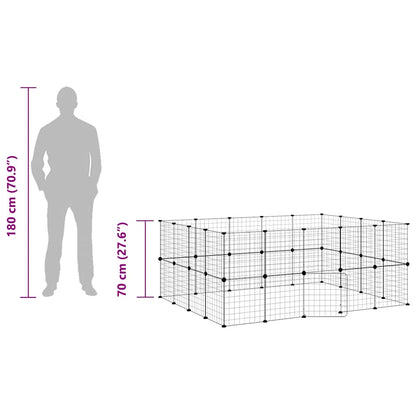 Gabbia per Animali 36 Pannelli con Porta Nera 35x35 cm Acciaio