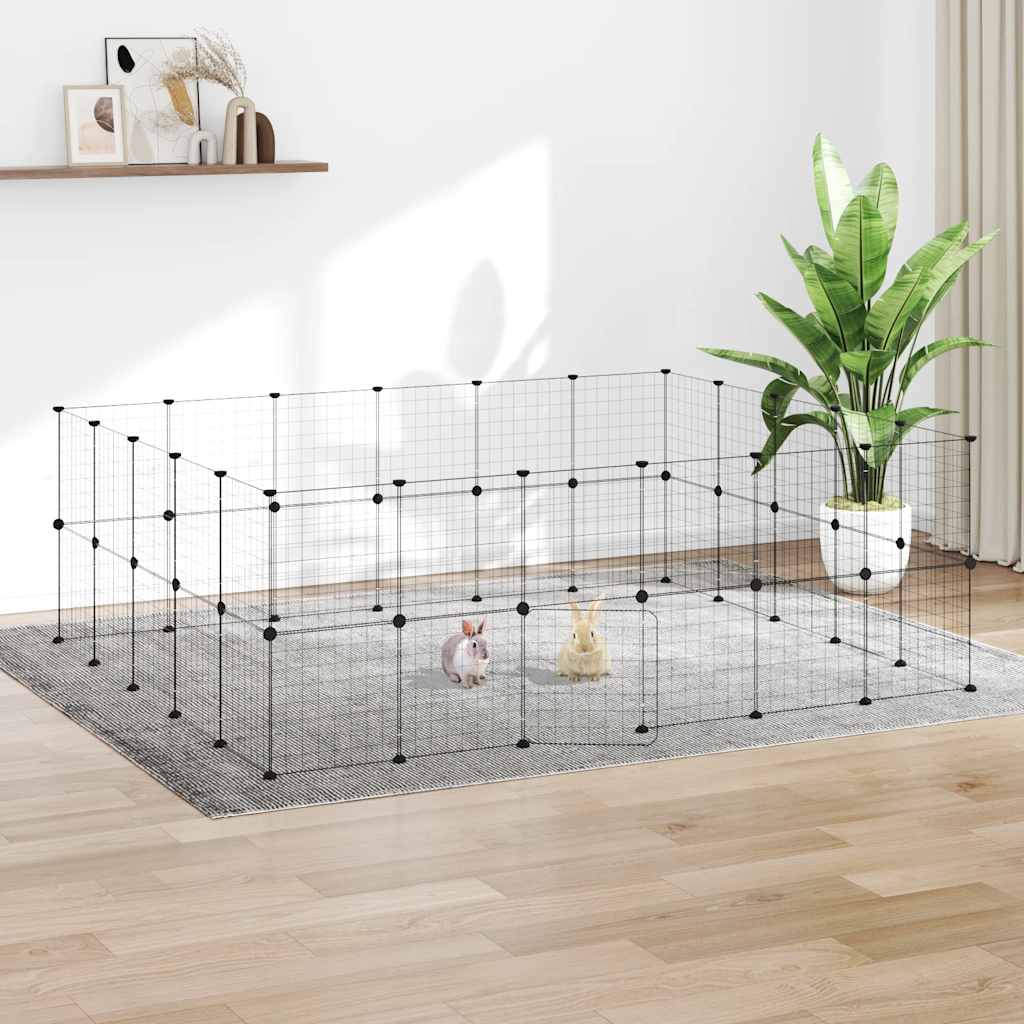Animal Cage 44 Panels with Black Door 35x35 cm Steel