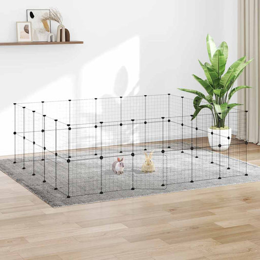 Animal Cage 44 Panels with Black Door 35x35 cm Steel
