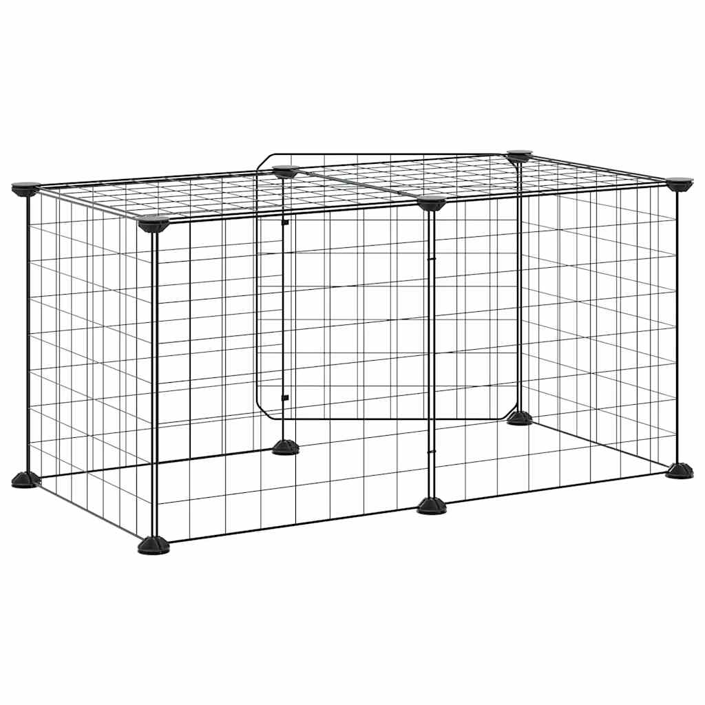 Animal Cage 8 Panels with Black Door 35x35 cm Steel