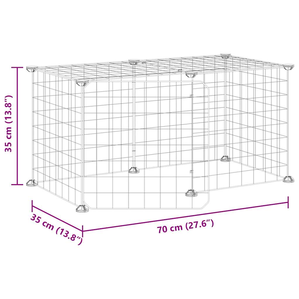 Animal Cage 8 Panels with Black Door 35x35 cm Steel