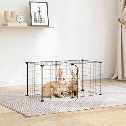 Animal Cage 8 Panels with Black Door 35x35 cm Steel