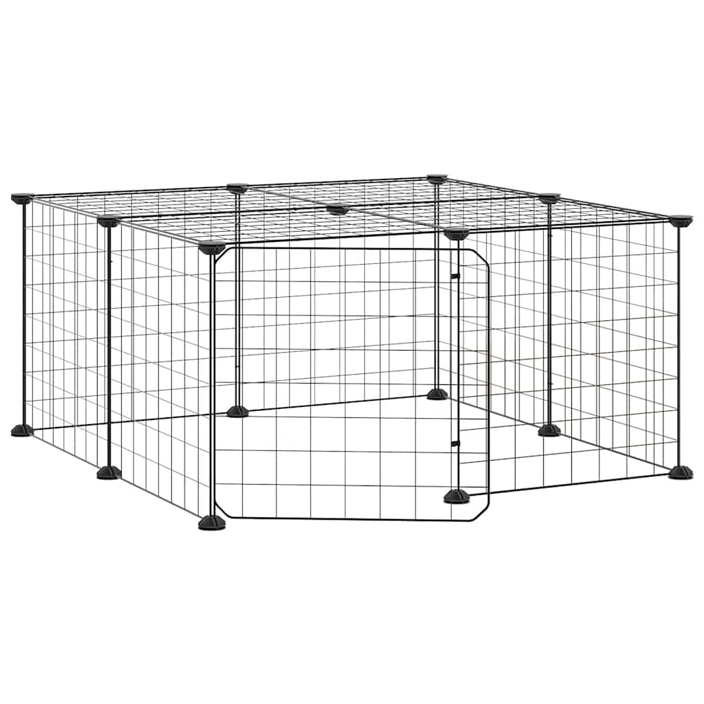 Animal Cage 12 Panels with Black Door 35x35 cm Steel