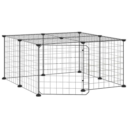 Animal Cage 12 Panels with Black Door 35x35 cm Steel