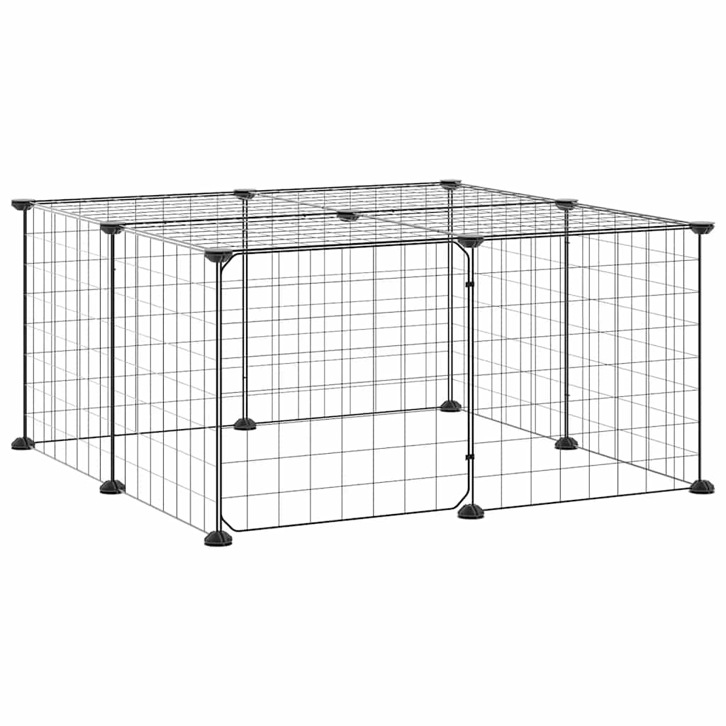 Animal Cage 12 Panels with Black Door 35x35 cm Steel