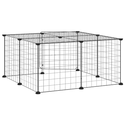 Animal Cage 12 Panels with Black Door 35x35 cm Steel