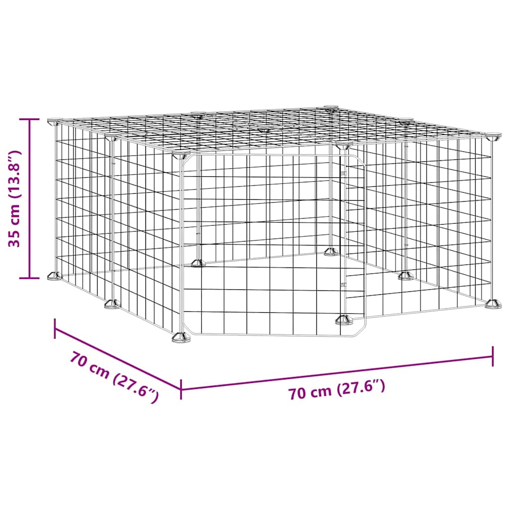 Animal Cage 12 Panels with Black Door 35x35 cm Steel