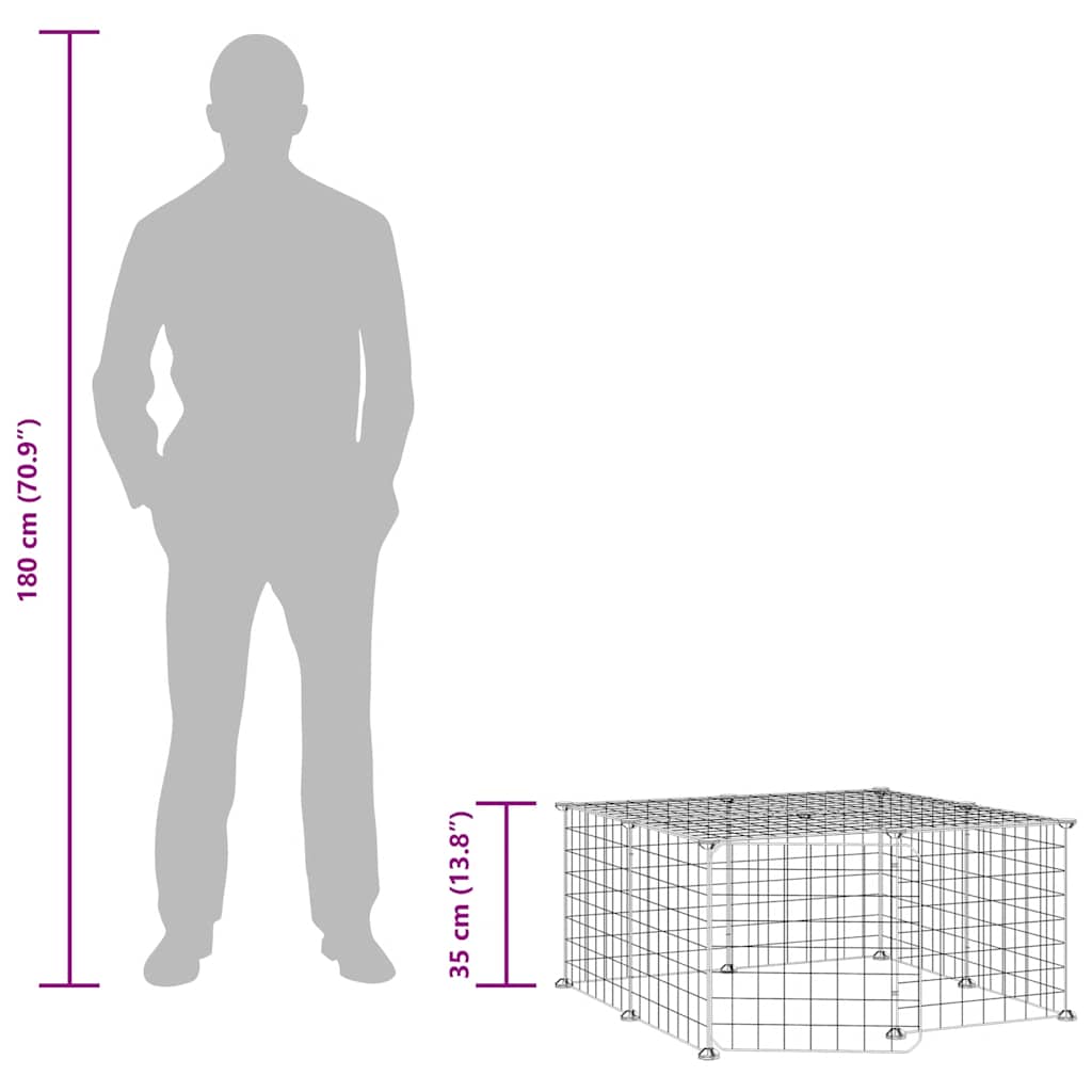 Animal Cage 12 Panels with Black Door 35x35 cm Steel