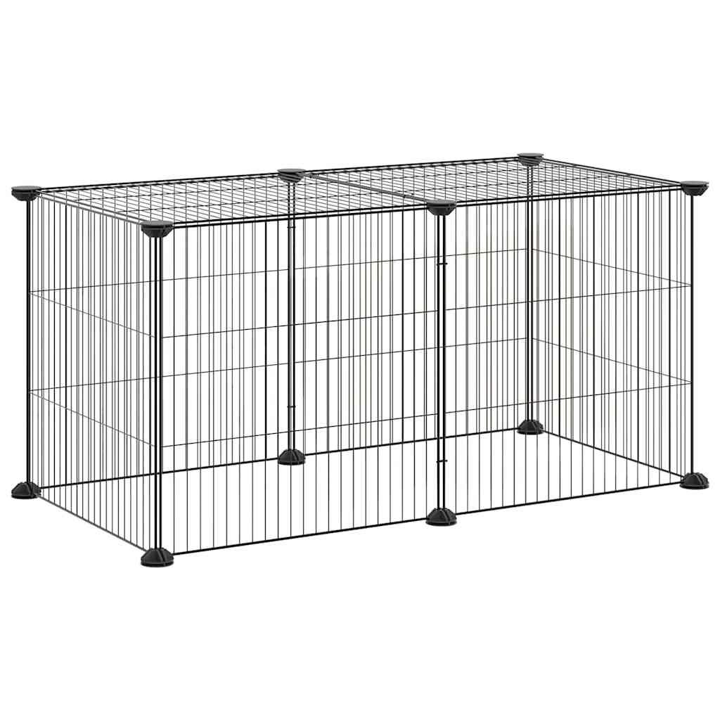 Pet Cage 8 Panels Black 35x35 cm Steel