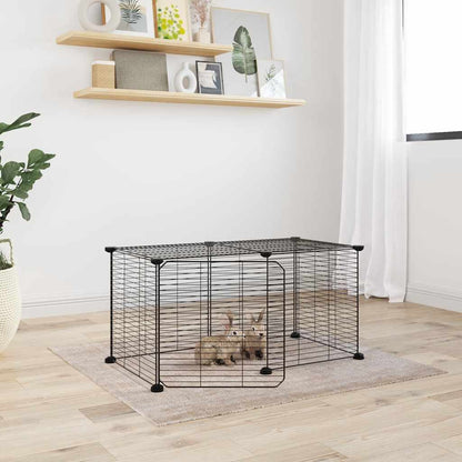 Animal Cage 8 Panels with Black Door 35x35 cm Steel