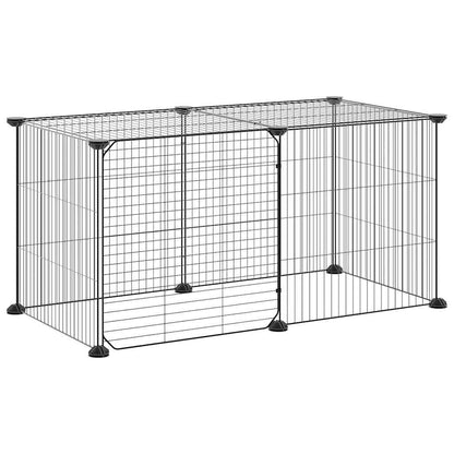 Animal Cage 8 Panels with Black Door 35x35 cm Steel