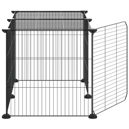 Animal Cage 8 Panels with Black Door 35x35 cm Steel