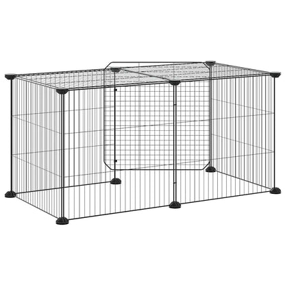 Animal Cage 8 Panels with Black Door 35x35 cm Steel