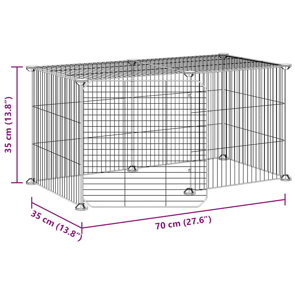 Animal Cage 8 Panels with Black Door 35x35 cm Steel