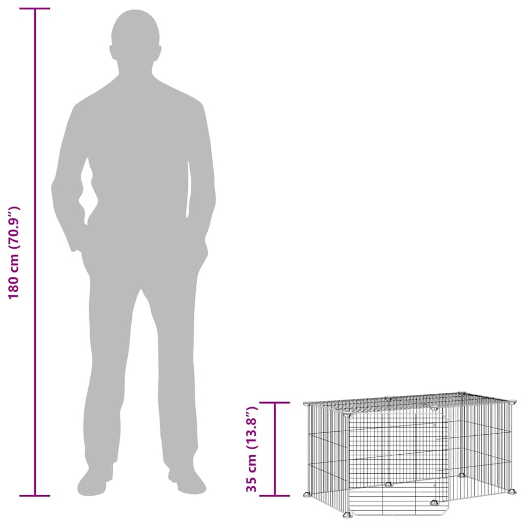 Animal Cage 8 Panels with Black Door 35x35 cm Steel