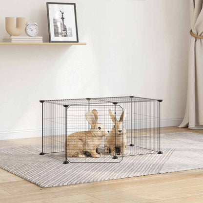 Animal Cage 8 Panels with Black Door 35x35 cm Steel