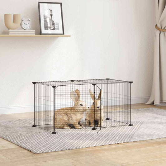 Animal Cage 8 Panels with Black Door 35x35 cm Steel