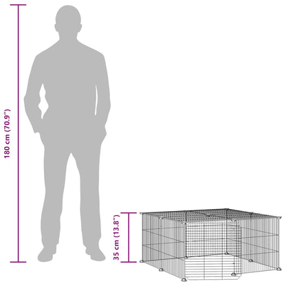 Gabbia per Animali 12 Pannelli con Porta Nero 35x35 cm Acciaio